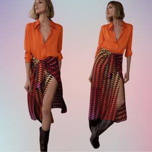 Zara PRINTED KNOTTED SKIRT